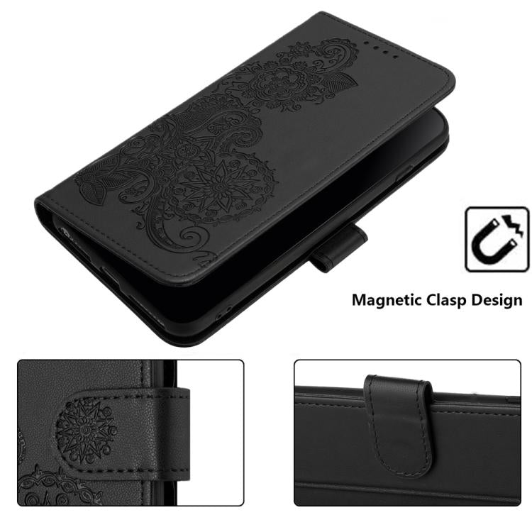 For iPhone 17 Air Datura Flower Embossed Flip Leather Phone Case(Black) - free shipping - PMc TechLife - Order now!