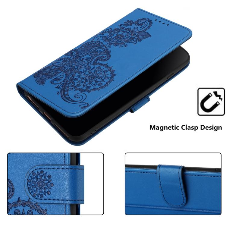 For iPhone 17 Datura Flower Embossed Flip Leather Phone Case(Blue) - free shipping - PMc TechLife - Order now!