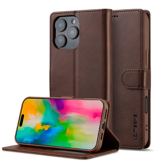 LC.IMEEKE Calf Texture Horizontal Flip Leather Case For iPhone 16 Pro Max(Brown) - iPhone 16 Pro Max Cases by LC.IMEEKE | Online Shopping South Africa | PMC Jewellery | Buy Now Pay Later Mobicred