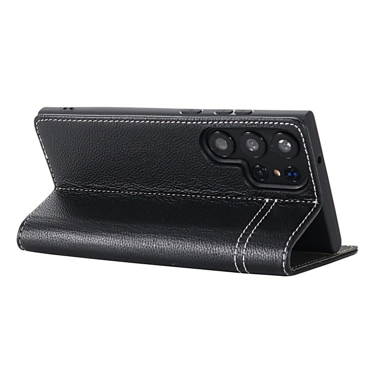 For Samsung Galaxy S24+ 5G GEBEI Top-grain Horizontal Flip Leather Phone Case(Black) - Galaxy S24+ 5G Cases by GEBEI | Online Shopping South Africa | PMC Jewellery | Buy Now Pay Later Mobicred