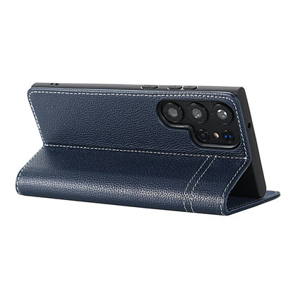 For Samsung Galaxy S24 Ultra 5G GEBEI Top-grain Horizontal Flip Leather Phone Case(Blue) - Galaxy S24 Ultra 5G Cases by GEBEI | Online Shopping South Africa | PMC Jewellery | Buy Now Pay Later Mobicred