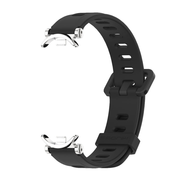 For Xiaomi Mi Band 8 Mijobs GT4 Flat Hole Silicone Watch Band(Black Silver) - Watch Bands by MIJOBS | Online Shopping South Africa | PMC Jewellery