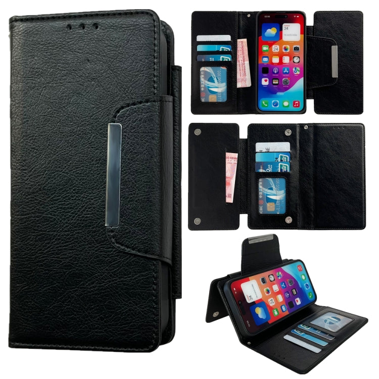 For iPhone 16 Pro Max Multifunctional Seven Cards Wallet Leather Phone Case(Black) - iPhone 16 Pro Max Cases by PMC Jewellery | Online Shopping South Africa | PMC Jewellery | Buy Now Pay Later Mobicred