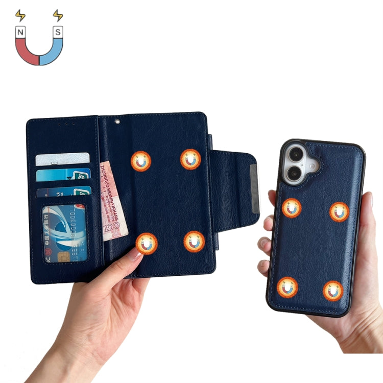 For iPhone 16 Plus Multifunctional Seven Cards Wallet Leather Phone Case(Royal Blue) - iPhone 16 Plus Cases by PMC Jewellery | Online Shopping South Africa | PMC Jewellery | Buy Now Pay Later Mobicred