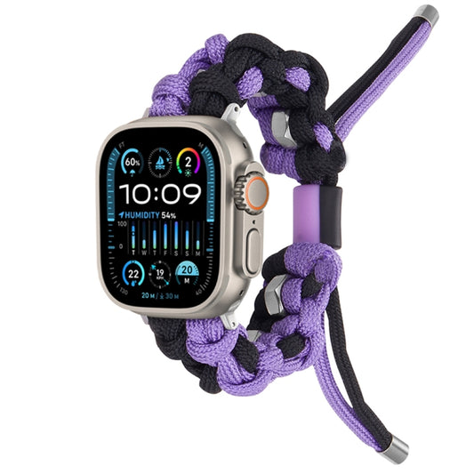 For Apple Watch Ultra 2 49mm Screw Nut Dual-Color Braided Paracord Watch Band(Black Purple) - Watch Bands by PMC Jewellery | Online Shopping South Africa | PMC Jewellery | Buy Now Pay Later Mobicred