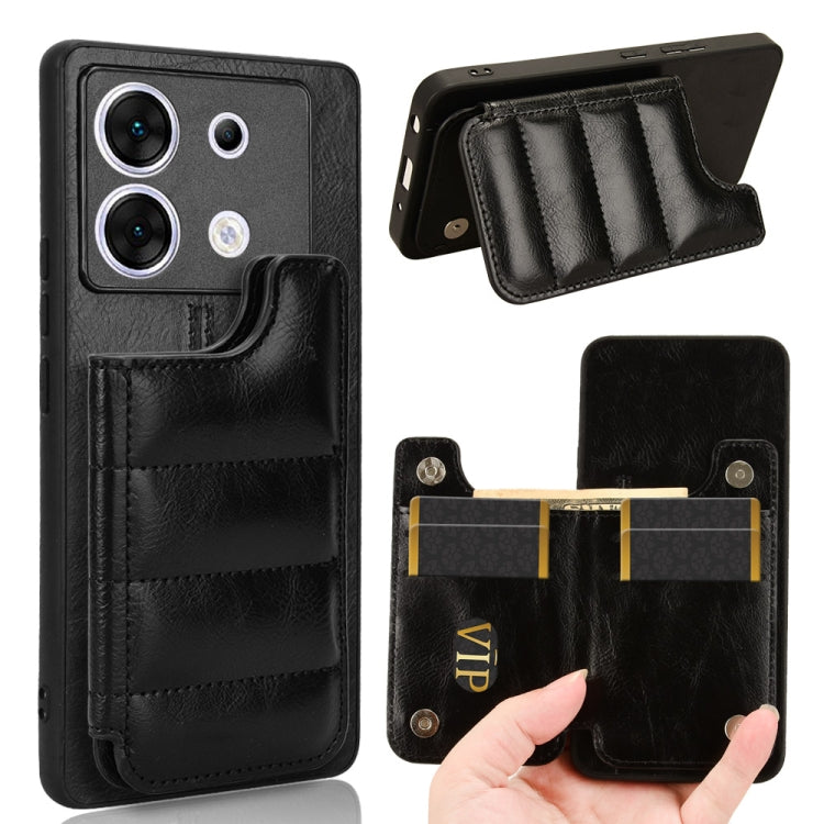 For Infinix Zero 30 5G Cow Pattern Sewing Card Bag Phone Case(Black) - Infinix Cases by PMC TechLife | Online Shopping South Africa | PMC TechLife | Buy Now Pay Later Mobicred