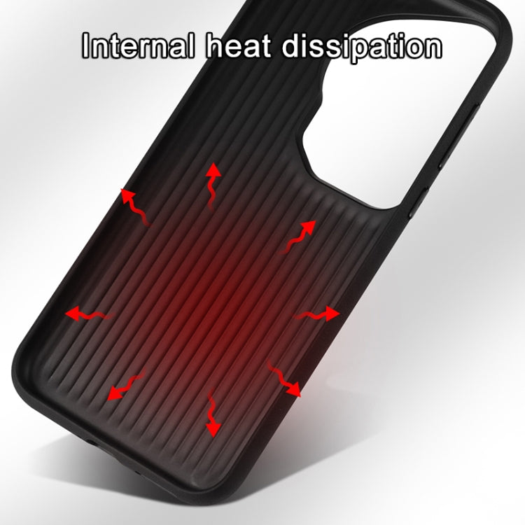 For Huawei Pura 70 Ultra Plain Leather Printed Cooling Phone Case(Black) - Huawei Cases by PMC Jewellery | Online Shopping South Africa | PMC Jewellery | Buy Now Pay Later Mobicred