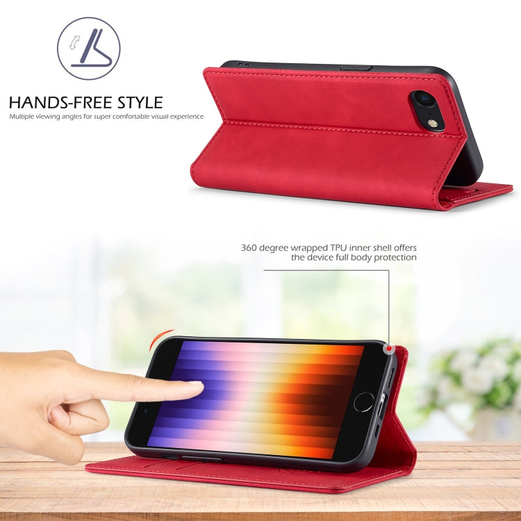 For iPhone 16e LC.IMEEKE Strong Magnetism Microfiber Leather Phone Case(Red) - iPhone 16e Cases by LC.IMEEKE | Online Shopping South Africa | PMC TechLife | Buy Now Pay Later Mobicred