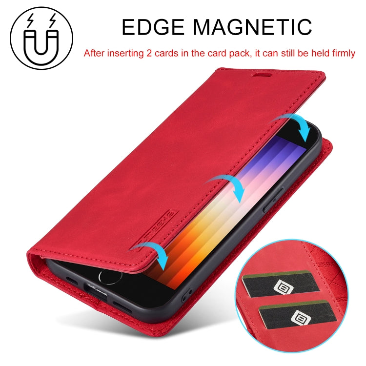 For iPhone 16e LC.IMEEKE Strong Magnetism Microfiber Leather Phone Case(Red) - iPhone 16e Cases by LC.IMEEKE | Online Shopping South Africa | PMC TechLife | Buy Now Pay Later Mobicred