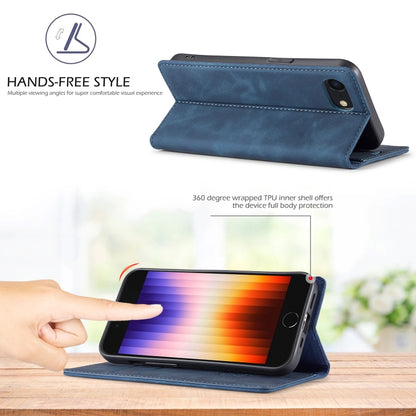 For iPhone SE 2024 LC.IMEEKE Strong Magnetic Leather Phone Case with Holder & Card Slots & Wallet(Blue) - More iPhone Cases by LC.IMEEKE | Online Shopping South Africa | PMC Jewellery | Buy Now Pay Later Mobicred