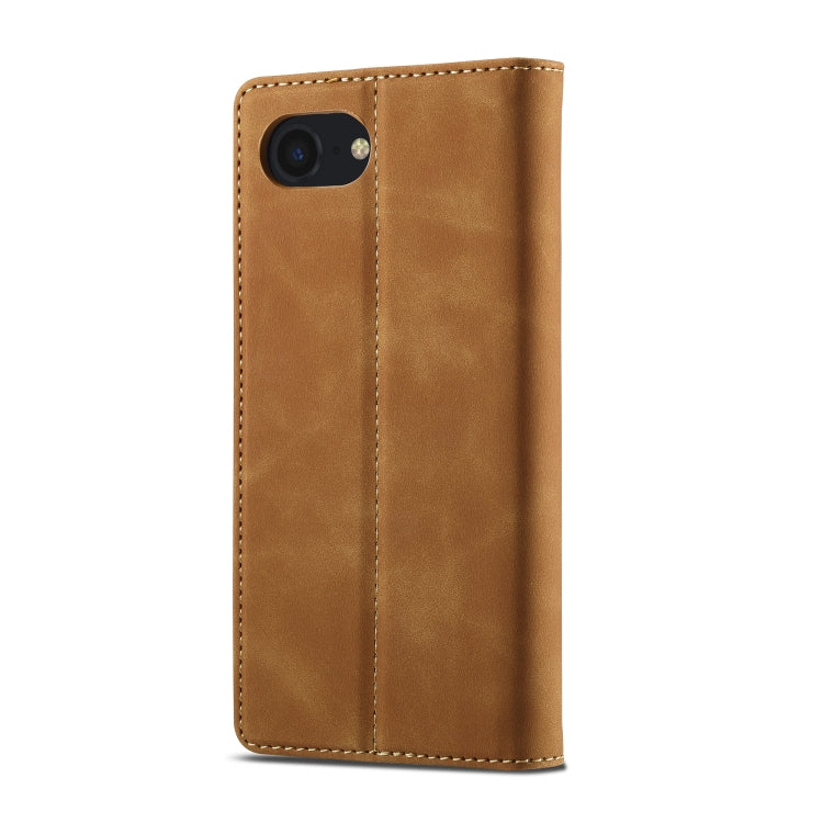 For iPhone 16e LC.IMEEKE Strong Magnetism Microfiber Leather Phone Case(Brown) - iPhone 16e Cases by LC.IMEEKE | Online Shopping South Africa | PMC TechLife | Buy Now Pay Later Mobicred