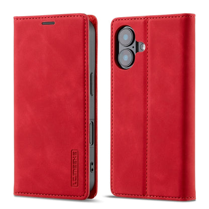 For iPhone 16 LC.IMEEKE Strong Magnetism Microfiber Leather Phone Case(Red) - iPhone 16 Cases by LC.IMEEKE | Online Shopping South Africa | PMC Jewellery | Buy Now Pay Later Mobicred