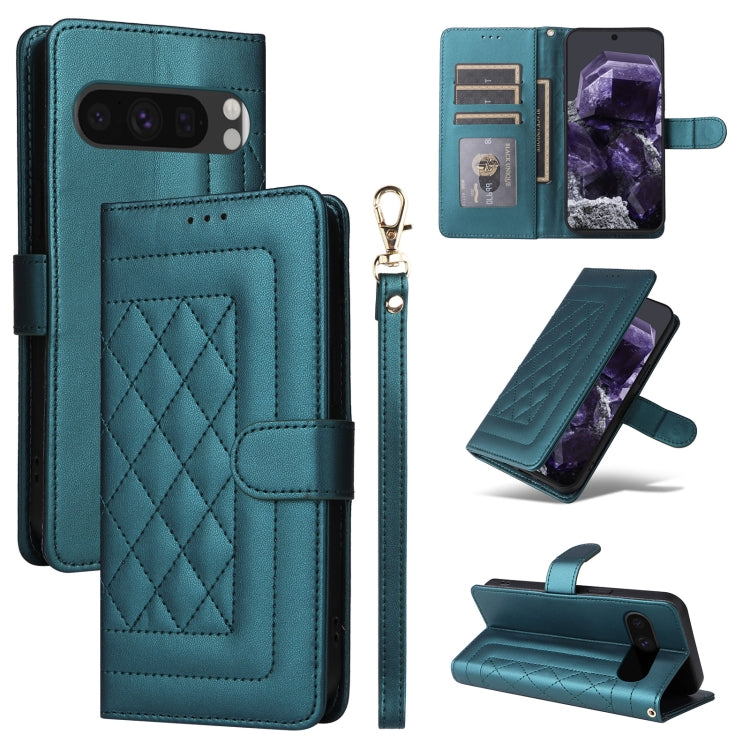 For Google Pixel 9 Diamond Lattice Leather Flip Phone Case(Green) - Google Cases by PMC Jewellery | Online Shopping South Africa | PMC Jewellery | Buy Now Pay Later Mobicred