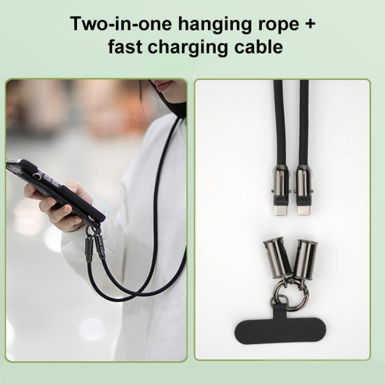 Type-C to Type-C Braid Data Cable Phone Anti-lost Crossbody Lanyard, Length: 1.2m(Khaki) - USB-C & Type-C Cable by PMc TechLife | Online Shopping South Africa | PMc TechLife | Buy Now Pay Later Mobicred