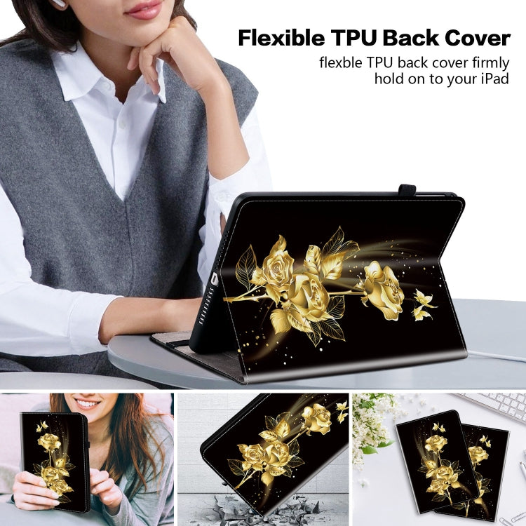 For iPad Pro 11 2024 Crystal Texture Painted Leather Smart Tablet Case(Gold Butterfly Rose) - iPad Pro 11 2024 Cases by PMC TechLife | Online Shopping South Africa | PMC TechLife | Buy Now Pay Later Mobicred