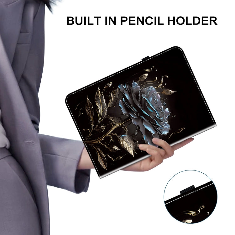 For Huawei MatePad SE 10.4 Crystal Texture Painted Leather Smart Tablet Case(Black Rose) - Huawei by PMC TechLife | Online Shopping South Africa | PMC TechLife | Buy Now Pay Later Mobicred