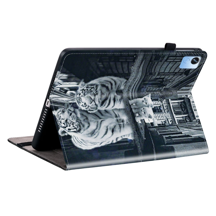 For Realme Pad X Crystal Texture Painted Leather Tablet Case(Cat Reflection Tiger) - Realme by PMC TechLife | Online Shopping South Africa | PMC TechLife | Buy Now Pay Later Mobicred