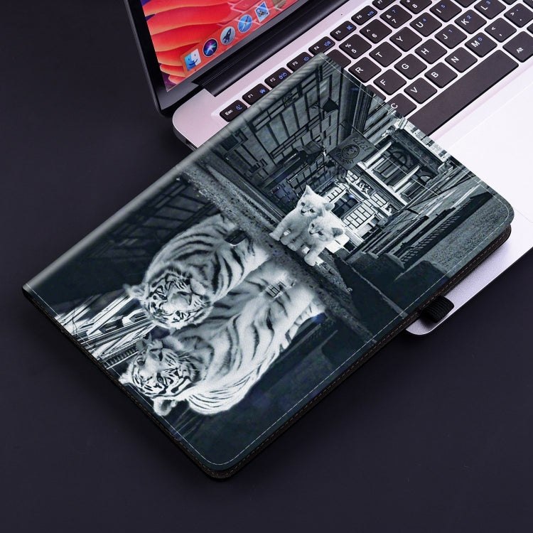 For Nokia T20 10.4 2021 Crystal Texture Painted Leather Tablet Case(Cat Reflection Tiger) - Nokia by PMC TechLife | Online Shopping South Africa | PMC TechLife | Buy Now Pay Later Mobicred