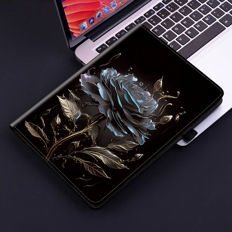 For Amazon Fire HD 10 2019/2017 Crystal Texture Painted Leather Smart Tablet Case(Black Rose) - Amazon by PMC TechLife | Online Shopping South Africa | PMC TechLife | Buy Now Pay Later Mobicred