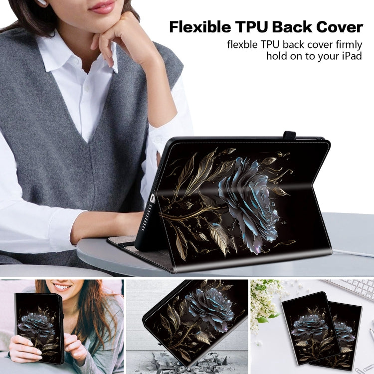For Amazon Fire HD 10 2019/2017 Crystal Texture Painted Leather Smart Tablet Case(Black Rose) - Amazon by PMC TechLife | Online Shopping South Africa | PMC TechLife | Buy Now Pay Later Mobicred