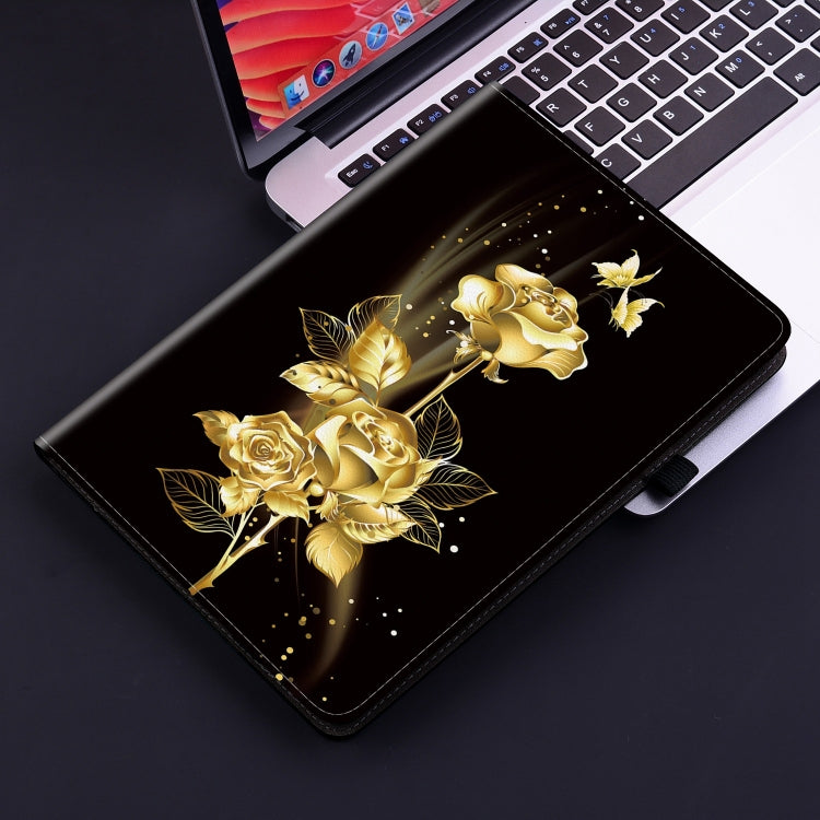 For Amazon Fire HD10 2023 Crystal Texture Painted Leather Tablet Case(Gold Butterfly Rose) - Amazon by PMC TechLife | Online Shopping South Africa | PMC TechLife | Buy Now Pay Later Mobicred