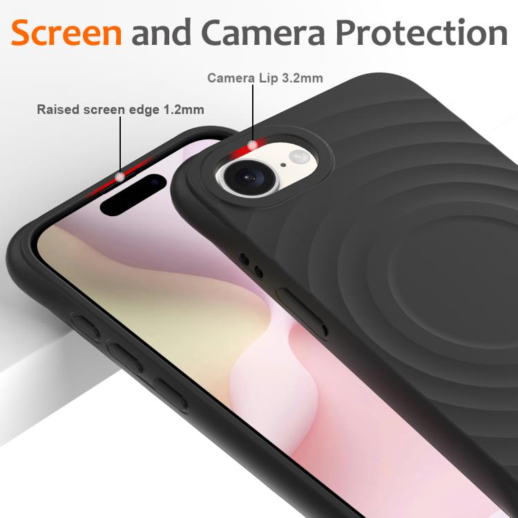 For iPhone 16e Wave Texture MagSafe Magnetic Liquid Silicone Phone Case(Black) - iPhone 16e Cases by PMC TechLife | Online Shopping South Africa | PMC TechLife | Buy Now Pay Later Mobicred