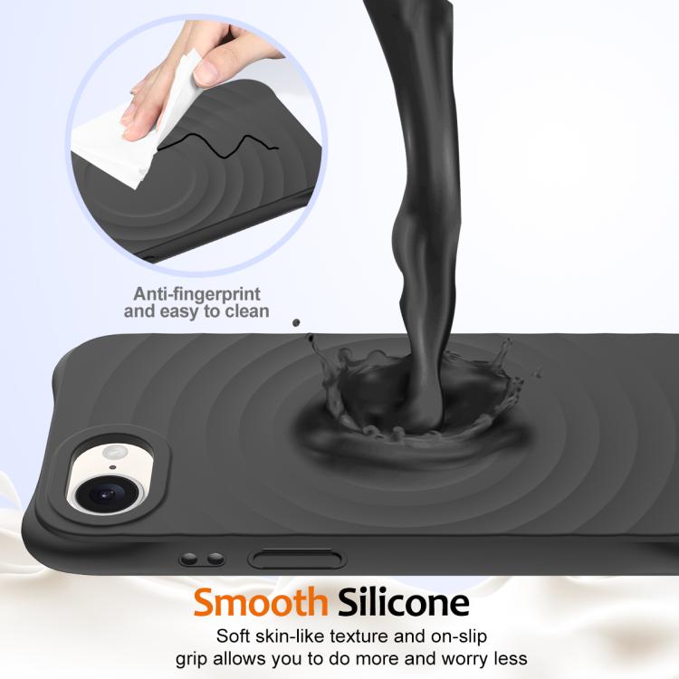 For iPhone 16e Wave Texture MagSafe Magnetic Liquid Silicone Phone Case(Black) - iPhone 16e Cases by PMC TechLife | Online Shopping South Africa | PMC TechLife | Buy Now Pay Later Mobicred
