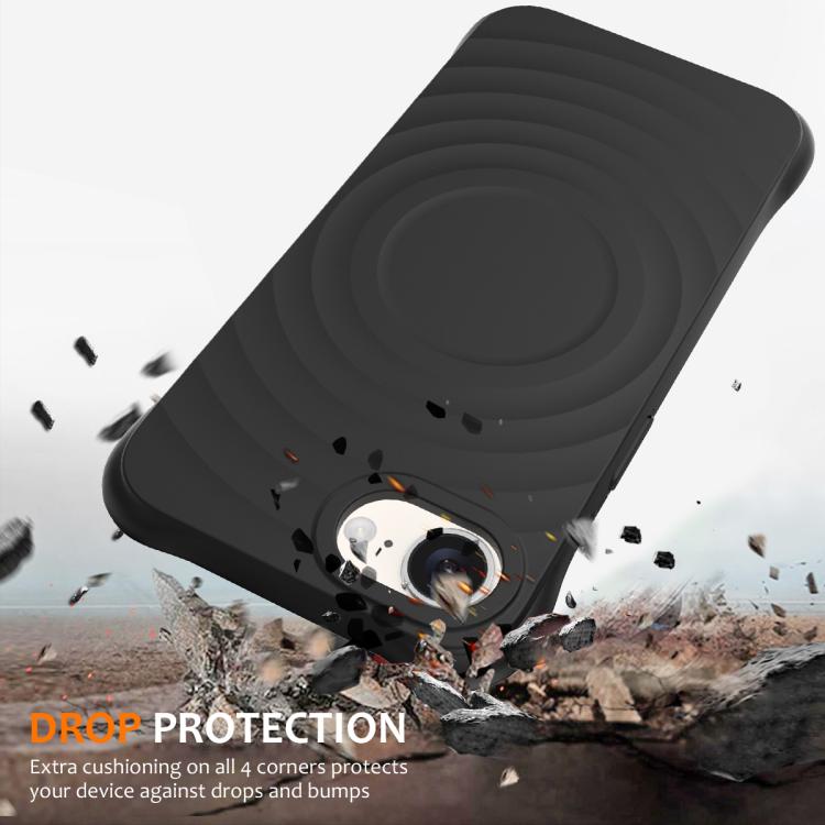 For iPhone 16e Wave Texture MagSafe Magnetic Liquid Silicone Phone Case(Black) - iPhone 16e Cases by PMC TechLife | Online Shopping South Africa | PMC TechLife | Buy Now Pay Later Mobicred