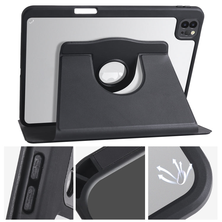 For iPad Air 11 2024 Acrylic 360 Degree Rotation Holder Leather Tablet Case(Black) - iPad Air 11 2024 Cases by PMC Jewellery | Online Shopping South Africa | PMC Jewellery | Buy Now Pay Later Mobicred