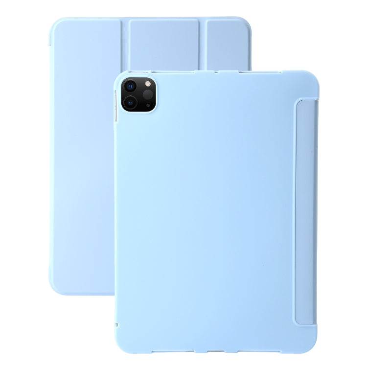 For iPad Pro 11 2024 Three-fold Holder Flip Tablet Leather Case(Sky Blue) - iPad Pro 11 2024 Cases by PMC Jewellery | Online Shopping South Africa | PMC Jewellery | Buy Now Pay Later Mobicred