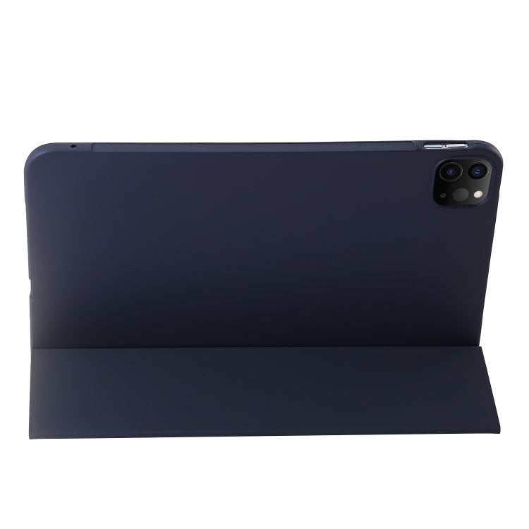 For iPad Pro 11 2024 Three-fold Holder Flip Tablet Leather Case(Dark Blue) - iPad Pro 11 2024 Cases by PMC TechLife | Online Shopping South Africa | PMC TechLife | Buy Now Pay Later Mobicred