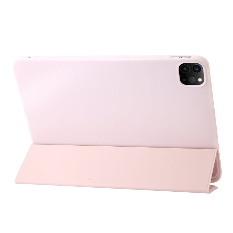 For iPad Pro 11 2024 Three-fold Holder Flip Tablet Leather Case(Light Pink) - iPad Pro 11 2024 Cases by PMC Jewellery | Online Shopping South Africa | PMC Jewellery | Buy Now Pay Later Mobicred