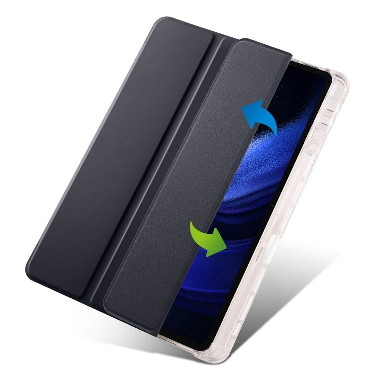 For iPad Pro 13 2024 3-fold Clear TPU Smart Leather Tablet Case with Pen Slot(Black) - iPad Pro 13 2024 Cases by PMC TechLife | Online Shopping South Africa | PMC TechLife | Buy Now Pay Later Mobicred