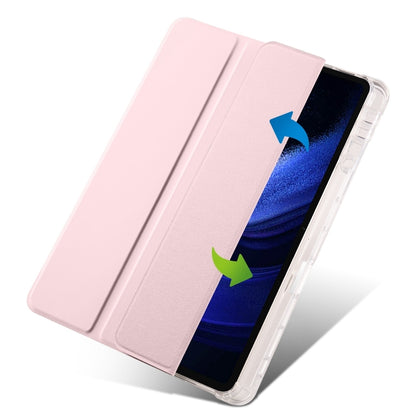 For iPad Pro 13 2024 3-fold Clear TPU Smart Leather Tablet Case with Pen Slot(Sand Pink) - iPad Pro 13 2024 Cases by PMC Jewellery | Online Shopping South Africa | PMC Jewellery | Buy Now Pay Later Mobicred