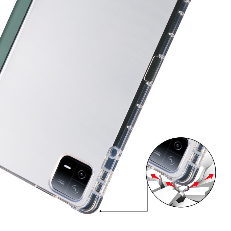 For iPad Pro 11 2024 3-fold Clear TPU Smart Leather Tablet Case with Pen Slot(Dark Green) - iPad Pro 11 2024 Cases by PMC Jewellery | Online Shopping South Africa | PMC Jewellery | Buy Now Pay Later Mobicred