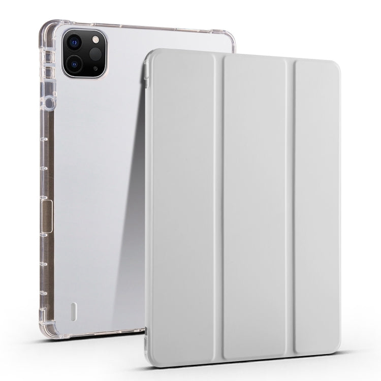 For iPad Pro 11 2024 3-fold Clear TPU Smart Leather Tablet Case with Pen Slot(Space Gray) - iPad Pro 11 2024 Cases by PMC TechLife | Online Shopping South Africa | PMC TechLife | Buy Now Pay Later Mobicred