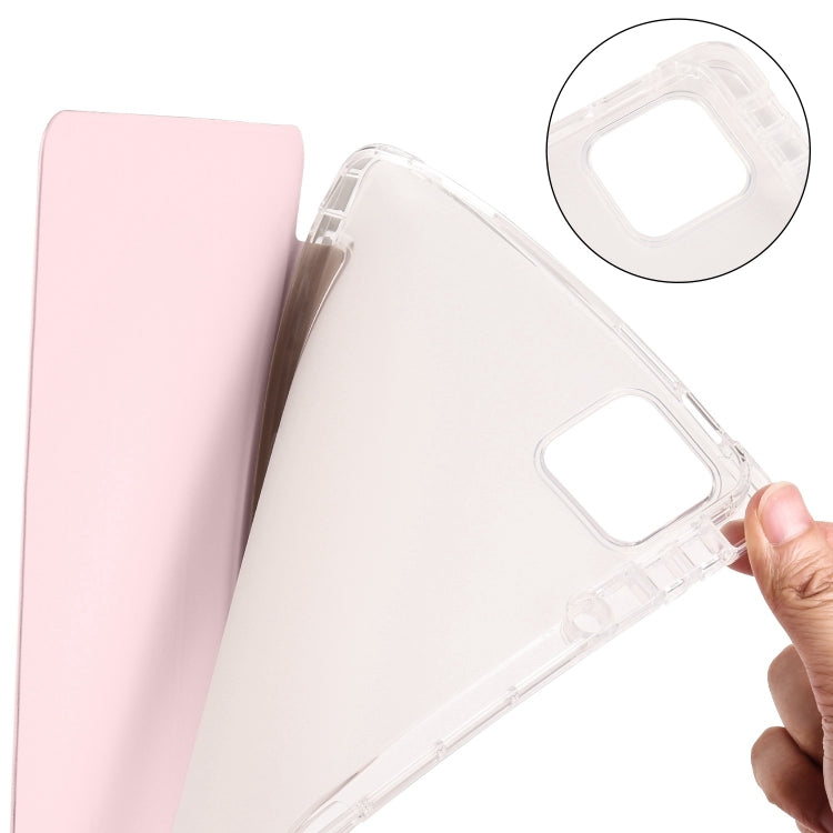 For iPad Air 11 2024 3-fold Clear TPU Smart Leather Tablet Case with Pen Slot(Sand Pink) - iPad Air 11 2024 Cases by PMC Jewellery | Online Shopping South Africa | PMC Jewellery | Buy Now Pay Later Mobicred