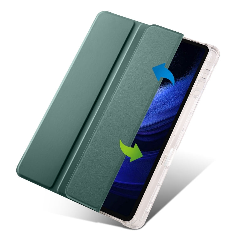 For iPad Air 13 2025 / 2024 3-fold Clear TPU Smart Leather Tablet Case with Pen Slot(Dark Green) - iPad Air 13 2025 / 2024 Cases by PMC Jewellery | Online Shopping South Africa | PMC Jewellery | Buy Now Pay Later Mobicred