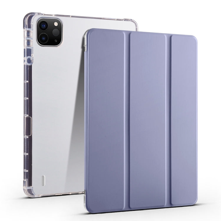 For iPad Air 13 2024 3-fold Clear TPU Smart Leather Tablet Case with Pen Slot(Lavender Purple) - iPad Air 13 2024 Cases by PMC Jewellery | Online Shopping South Africa | PMC Jewellery | Buy Now Pay Later Mobicred