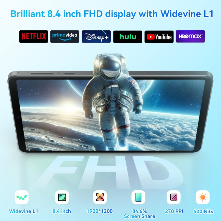 HEADWOLF Fpad5 4G LTE Tablet PC, 8GB+128GB, 8.4 inch Android 14 MT6789 Octa Core Support Dual SIM, Global Version with Google Play(Black) - free shipping - PMC TechLife - Order now!