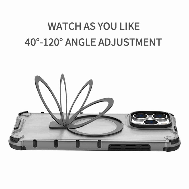 For iPhone 16 Pro Grating Holder Shockproof Phone Case(Transparent) - iPhone 16 Pro Cases by PMC TechLife | Online Shopping South Africa | PMC TechLife | Buy Now Pay Later Mobicred