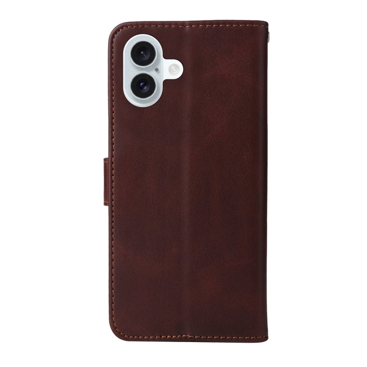 For iPhone 16 Plus Classic Calf Texture Flip Leather Phone Case(Brown) - iPhone 16 Plus Cases by PMC Jewellery | Online Shopping South Africa | PMC Jewellery | Buy Now Pay Later Mobicred