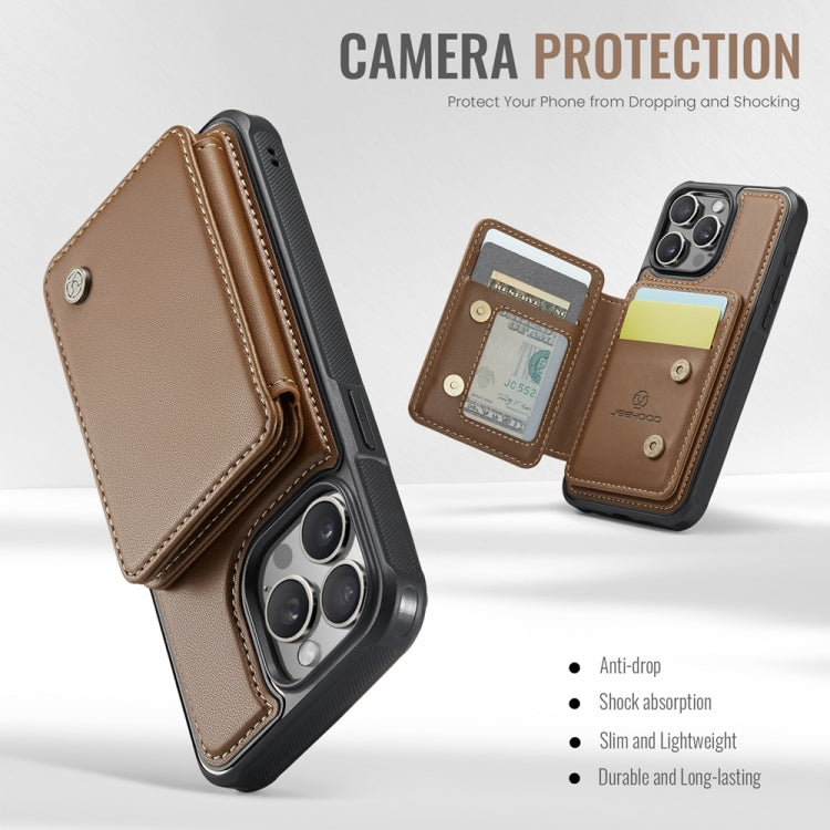 For iPhone 15 JEEHOOD J05 Business Magnetic Style RFID Leather Phone Case(Brown) - iPhone 15 Cases by JEEHOOD | Online Shopping South Africa | PMC Jewellery | Buy Now Pay Later Mobicred