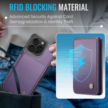 For iPhone 16 Pro Max JEEHOOD J05 Business Magnetic Style RFID Leather Phone Case(Purple) - iPhone 16 Pro Max Cases by JEEHOOD | Online Shopping South Africa | PMC Jewellery | Buy Now Pay Later Mobicred