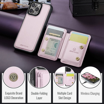 For iPhone 16 Pro Max JEEHOOD J05 Business Magnetic Style RFID Leather Phone Case(Pink) - iPhone 16 Pro Max Cases by JEEHOOD | Online Shopping South Africa | PMC Jewellery | Buy Now Pay Later Mobicred