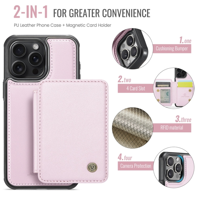 For iPhone 16 Pro JEEHOOD J05 Business Magnetic Style RFID Leather Phone Case(Pink) - iPhone 16 Pro Cases by JEEHOOD | Online Shopping South Africa | PMC Jewellery | Buy Now Pay Later Mobicred