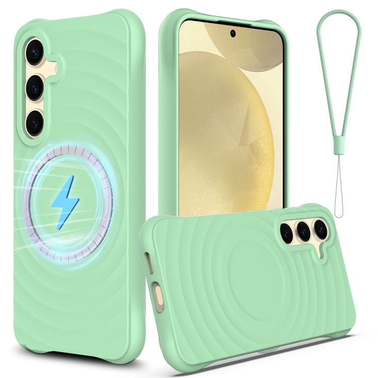 For Samsung Galaxy S25+ 5G Wave Texture MagSafe Magnetic Liquid Silicone Phone Case(Green) - Galaxy S25+ 5G Cases by PMC Jewellery | Online Shopping South Africa | PMC Jewellery | Buy Now Pay Later Mobicred