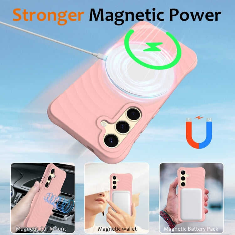 For Samsung Galaxy S25+ 5G Wave Texture MagSafe Magnetic Liquid Silicone Phone Case(Pink) - Galaxy S25+ 5G Cases by PMC Jewellery | Online Shopping South Africa | PMC Jewellery | Buy Now Pay Later Mobicred