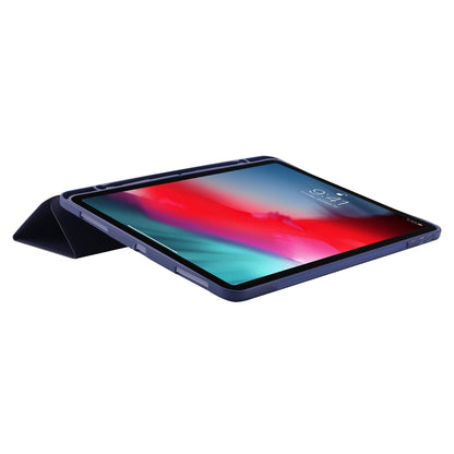 For iPad Air 11 2024 Skin Feel Tri-fold Leather Tablet Case with Pen Slot(Dark Blue) - iPad Air 11 2024 Cases by PMC Jewellery | Online Shopping South Africa | PMC Jewellery | Buy Now Pay Later Mobicred