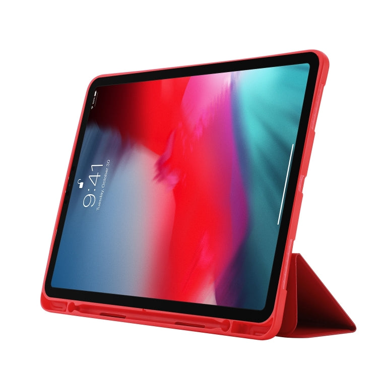 For iPad Air 11 2024 Skin Feel Tri-fold Leather Tablet Case with Pen Slot(Red) - iPad Air 11 2024 Cases by PMC Jewellery | Online Shopping South Africa | PMC Jewellery | Buy Now Pay Later Mobicred